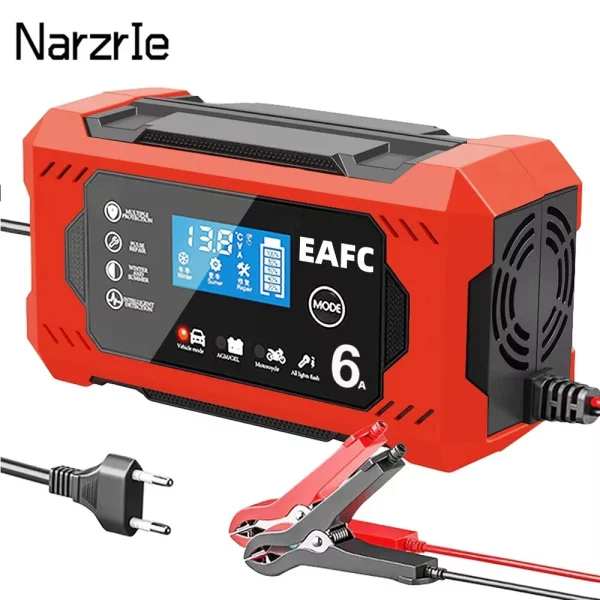 Large Screen Car and motorcycle Battery Charger 6A 12V