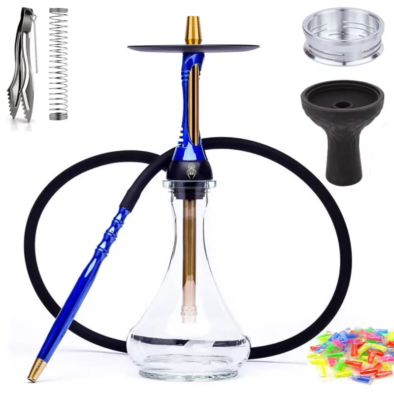 Steel Shisha Narguile  Complete Set with Glass Base, - Image 4